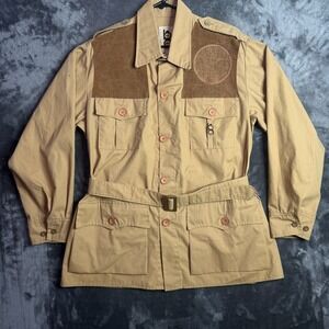 Vintage Bob Allen Shooting Hunting Field Jacket Tan Cotton Canvas Size 44 Medium